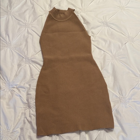 Babaton Dresses & Skirts - Babaton Ribbed Dress light brown. Like new (never worn). Size XS.